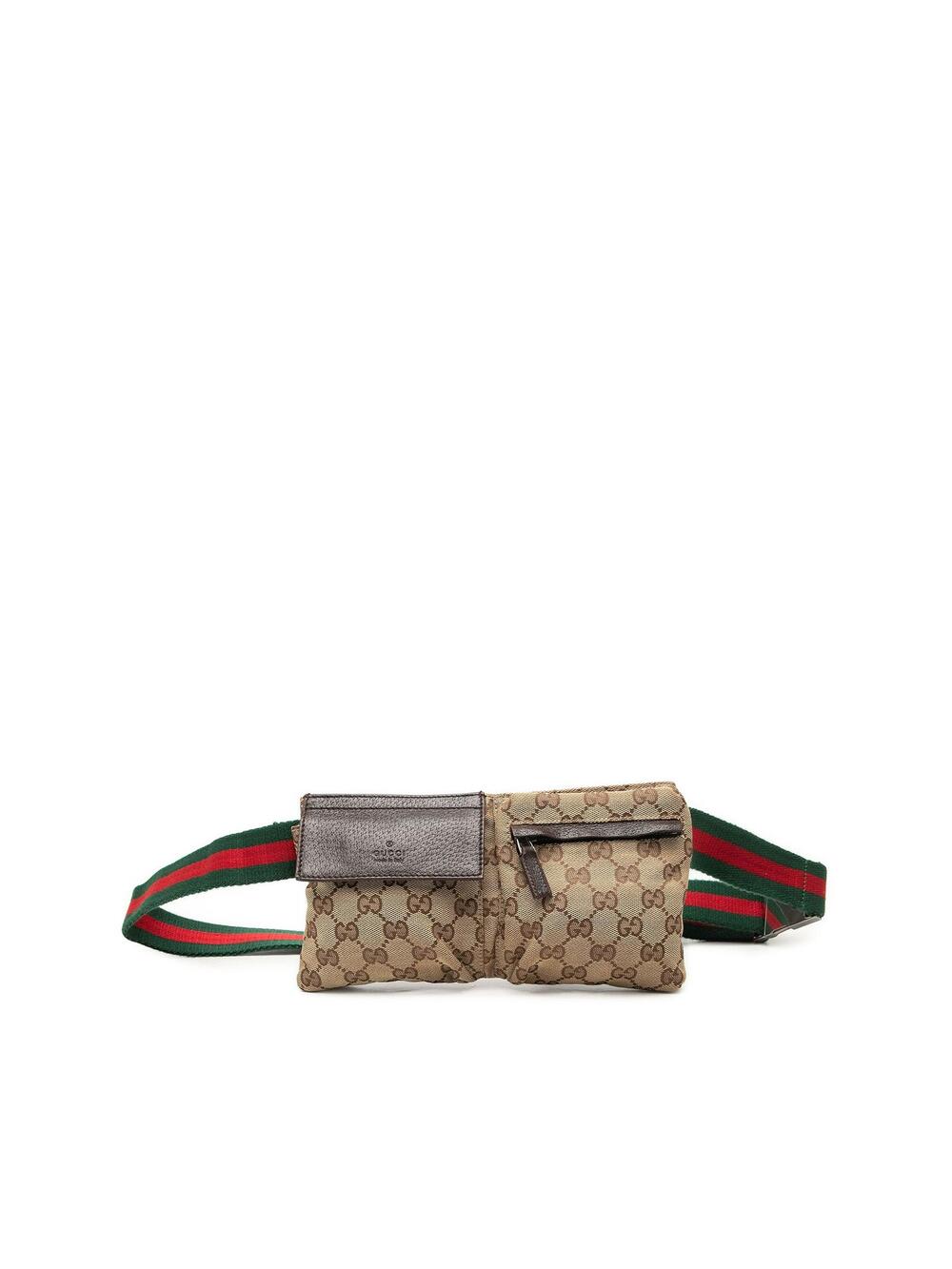 Gucci Gg Canvas Web Double Pocket Belt #343704G63B